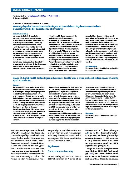 Vorschauseite 3: Nutzung digitaler Gesundheitstechnologien in Deutschland