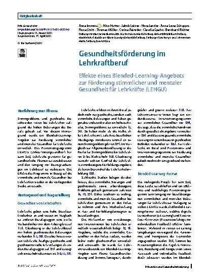 Vorschauseite 1: Gesundheitsförderung im Lehrkraftberuf