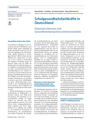 Vorschauseite 1: Schulgesundheitsfachkräfte in Deutschland