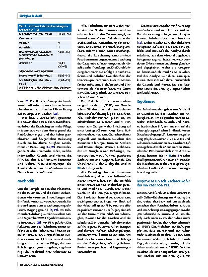 Vorschauseite 2: „Auf der Arbeit schmeckt es immer“ – Gründe für das Rauchen von Pflegefachkräften im Krankenhaus: Ergebnisse einer qualitativen Studie
