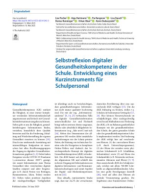 Vorschauseite 1: Selbstreflexion digitaler Gesundheitskompetenz in der Schule. Entwicklung eines Kurzinstruments für Schulpersonal
