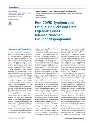 Vorschauseite 1: Post-COVID-Syndrom und Fatigue: Einblicke und erste Ergebnisse eines telemedizinischen Gesundheitsprogramms