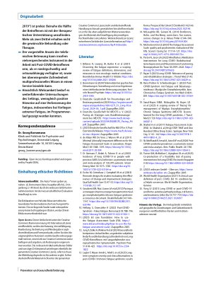 Vorschauseite 6: Post-COVID-Syndrom und Fatigue: Einblicke und erste Ergebnisse eines telemedizinischen Gesundheitsprogramms