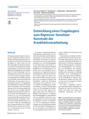 Vorschauseite 1: Entwicklung eines Fragebogens zum Represser-Sensitizer-Konstrukt der Krankheitsverarbeitung