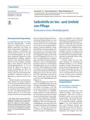 Vorschauseite 1: Selbsthilfe im Vorund Umfeld von Pflege