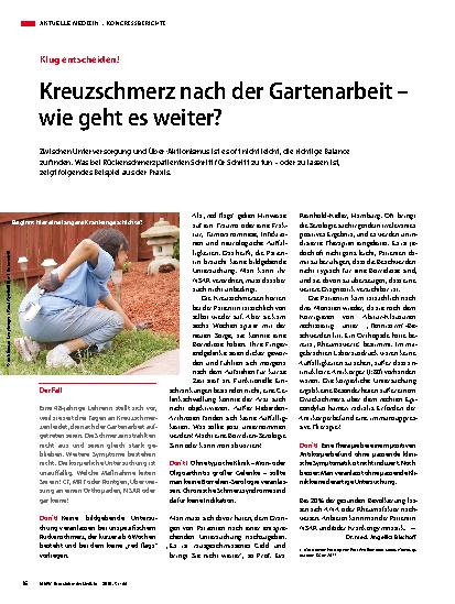 Vorschauseite 1: Kreuzschmerz nach der Gartenarbeit — wie geht es weiter?