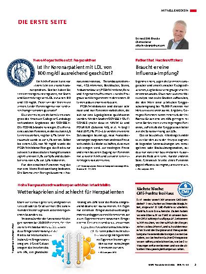 Vorschauseite 1: Ist Ihr Koronarpatient mit LDL von 100 mg/dl ausreichend geschützt?