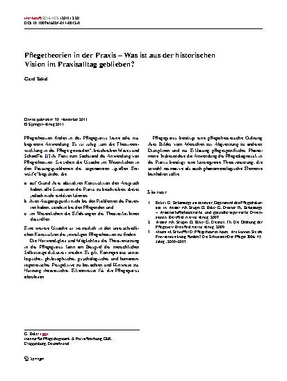 Vorschauseite 1: Pflegethorien in der Praxis – Was ist aus der historischen Vision im Praxisalltag geblieben?