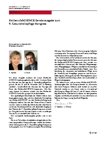 Vorschauseite 1: HeilberufeScience-Sonderausgabe zum 9. Gesundheitspflege-Kongress