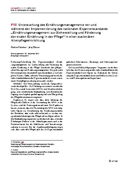 Vorschauseite 1: P10 Untersuchung des Ernährungsmanagements