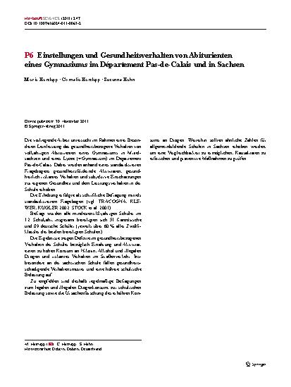 Vorschauseite 1: P6 Einstellung und Gesundheitsverhalten