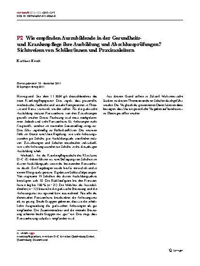 Vorschauseite 1: P2 Wie empfinden Auszubildende in der Gesundheitsund Krankenpflege