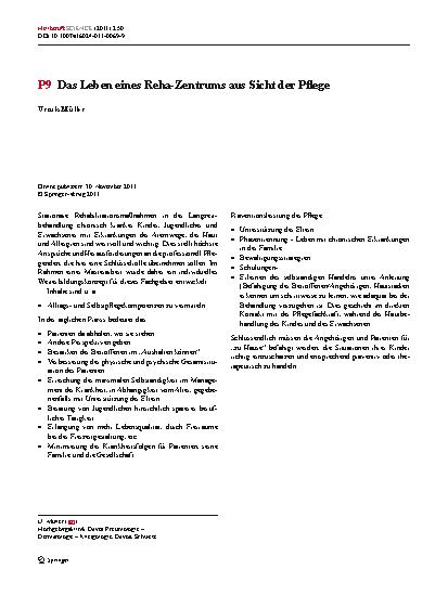 Vorschauseite 1: P9 Das Leben eines Reha-Zentrums aus Sicht der Pflege