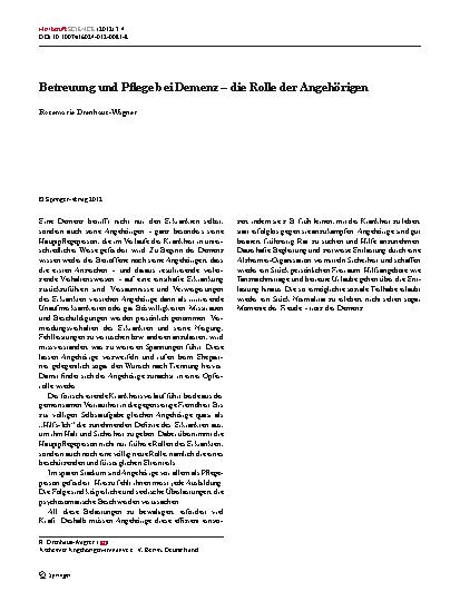 Vorschauseite 1: Betreuung und Pflege bei Demenz – die Rolle der Angehörigen