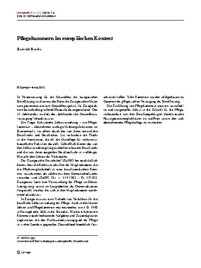 Vorschauseite 1: Pflegekammern im europäischen Kontext