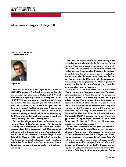 Vorschauseite 1: Akademisierung der Pflege 3.0