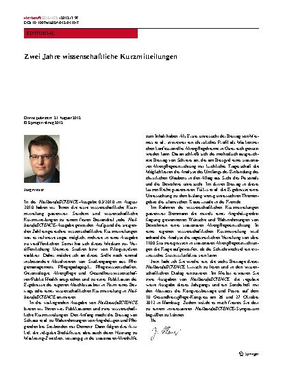 Vorschauseite 1: Zwei Jahre wissenschaftliche Kurzmitteilungen
