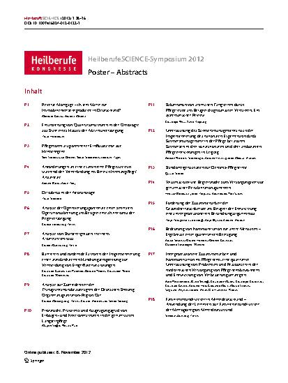 Vorschauseite 1: HeilberufeSCIENCE-Symposium 2012