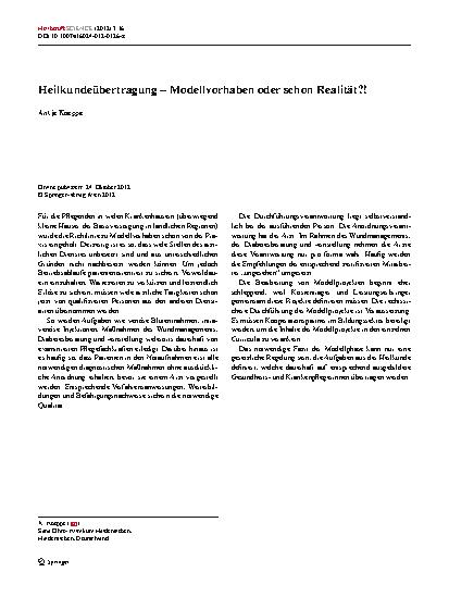 Vorschauseite 1: Heilkundeübertragung – Modellvorhaben oder schon Realität?!