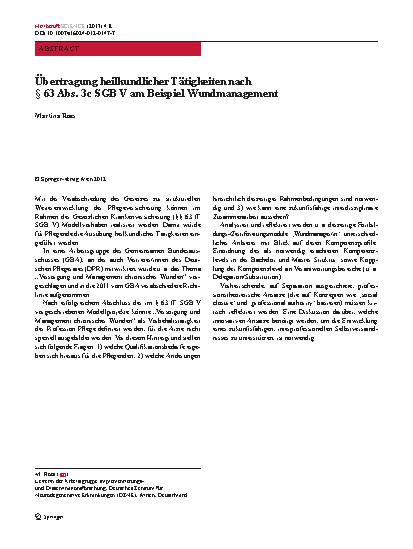 Vorschauseite 1: Übertragung heilkundlicher Tätigkeiten nach § 63 Abs. 3c SGB V am Beispiel Wundmanagement