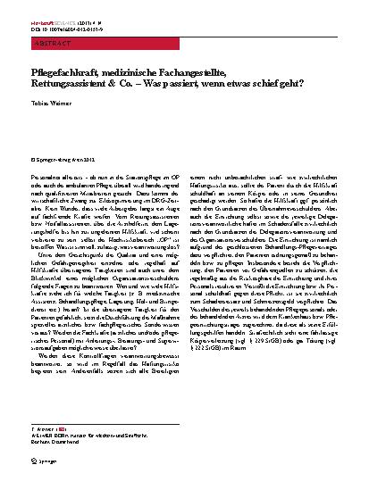 Vorschauseite 1: Pflegefachkraft, medizinische Fachangestellte, Rettungsassistent & Co. – Was passiert, wenn etwas schief geht?