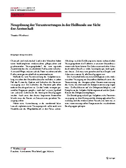 Vorschauseite 1: Neuordnung der Verantwortungen in der Heilkunde aus Sicht der Ärzteschaft