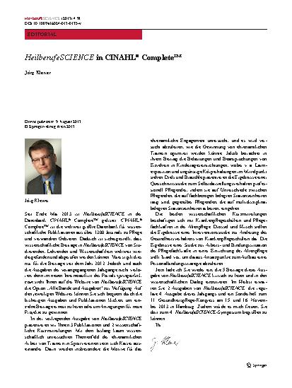 Vorschauseite 1: HeilberufeSCIENCE in CINAHL® Complete™