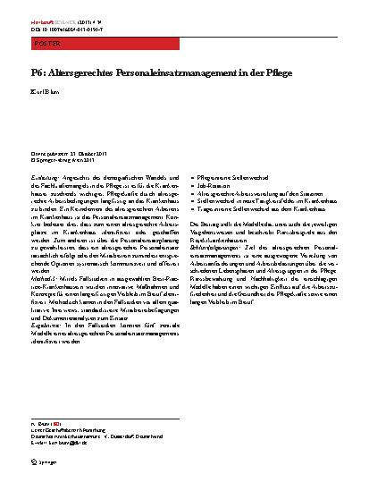 Vorschauseite 1: P6: Altersgerechtes Personaleinsatzmanagement in der Pflege
