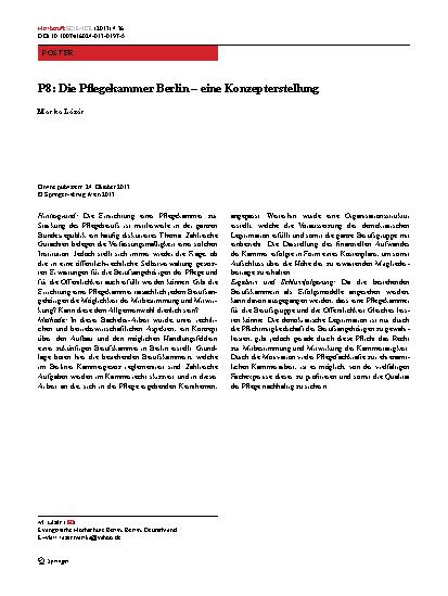Vorschauseite 1: P8: Die Pflegekammer Berlin – eine Konzepterstellung
