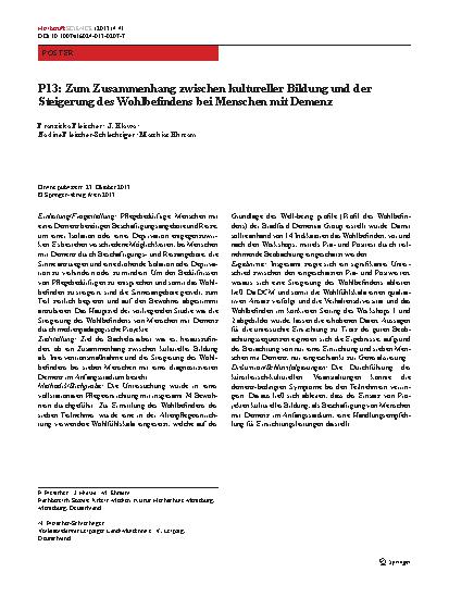 Vorschauseite 1: P13: Zum Zusammenhang zwischen kultureller Bildung und der Steigerung des Wohlbefindens bei Menschen mit Demenz