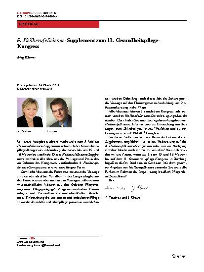 Vorschauseite 1: 5. HeilberufeScience-Supplement zum 11. Gesundheitspflege-Kongress