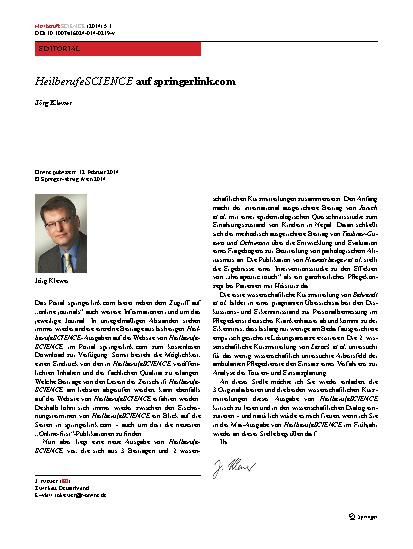 Vorschauseite 1: HeilberufeSCIENCE auf springerlink. com