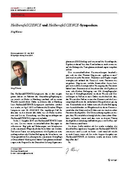 Vorschauseite 1: HeilberufeSCIENCE und HeilberufeSCIENCE-Symposium