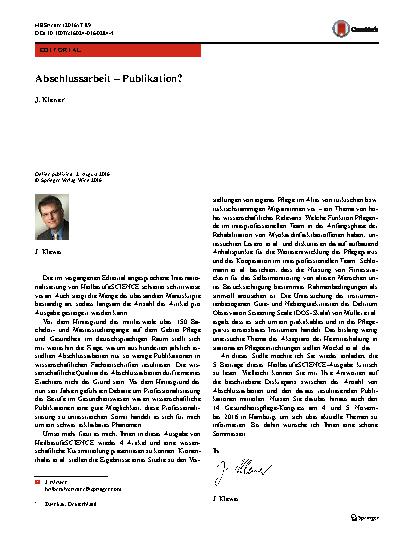 Vorschauseite 1: Abschlussarbeit – Publikation?