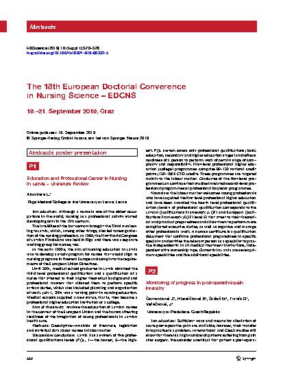 Vorschauseite 1: The 18th European Doctorial Converence in Nursing Science – EDCNS