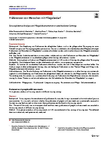 Vorschauseite 1: Präferenzen von Menschen mit Pflegebedarf