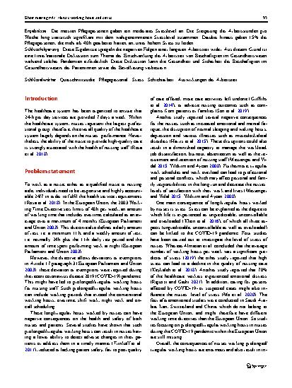 Vorschauseite 2: Influence of nursing staff working hours on stress levels during the COVID-19 pandemic