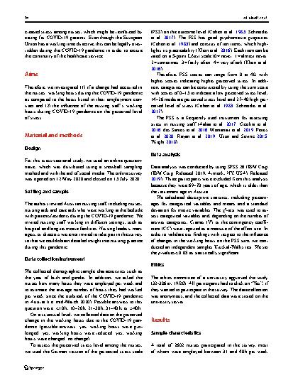 Vorschauseite 3: Influence of nursing staff working hours on stress levels during the COVID-19 pandemic