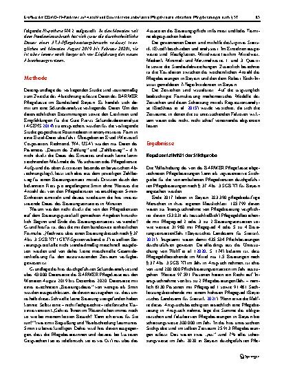 Vorschauseite 5: Einfluss der COVID-19-Pandemie auf Anzahl und Dauer der von ambulanten Pflegediensten erbrachten Pflegeberatungen nach § 37 Abs. 3 SGB XI in Bayern