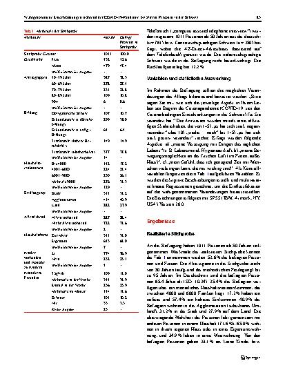Vorschauseite 3: Wahrgenommene Einschränkungen während der COVID-19-Pandemie bei älteren Personen in der Schweiz