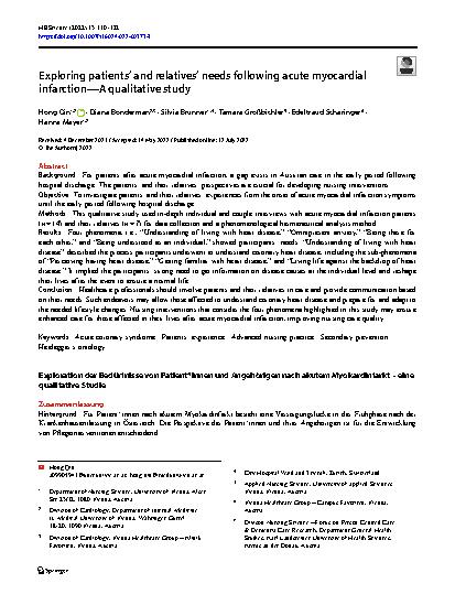 Vorschauseite 1: Exploring patients’ and relatives’ needs following acute myocardial infarction—A qualitative study