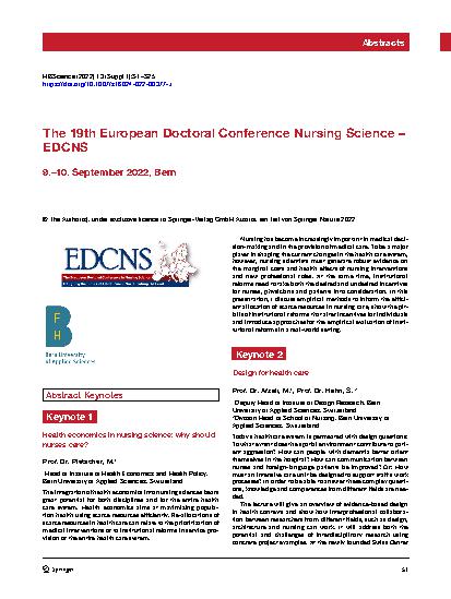 Vorschauseite 1: The 19th European Doctoral Conference Nursing Science – EDCNS