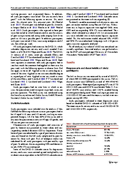 Vorschauseite 3: Pain and associated factors in German occupational therapists: a nationwide cross-sectional survey study