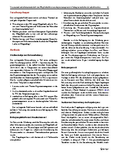 Vorschauseite 3: Wissensstand und Informationsbedarfe von Pflegefachkräften zum Hygienemanagement in Wohngemeinschaften der außerklinischen Intensivpflege