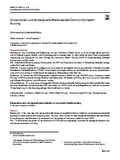 Vorschauseite 1: Dimensionen und konzeptuelle Merkmale des Community Health Nursing