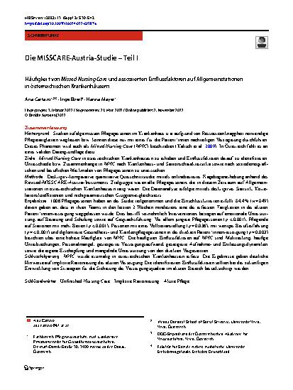 Vorschauseite 1: Die MISSCARE-Austria-Studie – Teil I
