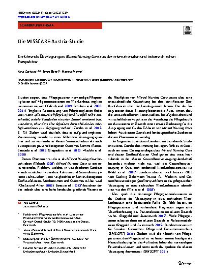 Vorschauseite 1: Die MISSCARE-Austria-Studie