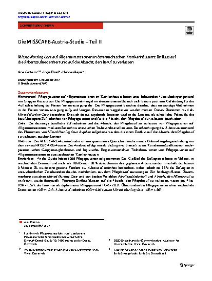 Vorschauseite 1: Die MISSCARE-Austria-Studie – Teil III
