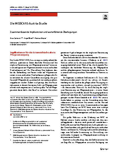 Vorschauseite 1: Die MISSCARE-Austria-Studie