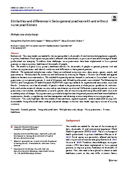 Vorschauseite 1: Similarities and differences in Swiss general practices with and without nurse practitioners